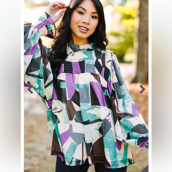 Promised Fun Orchid Purple Abstract Blouse - Picture 4 of 9